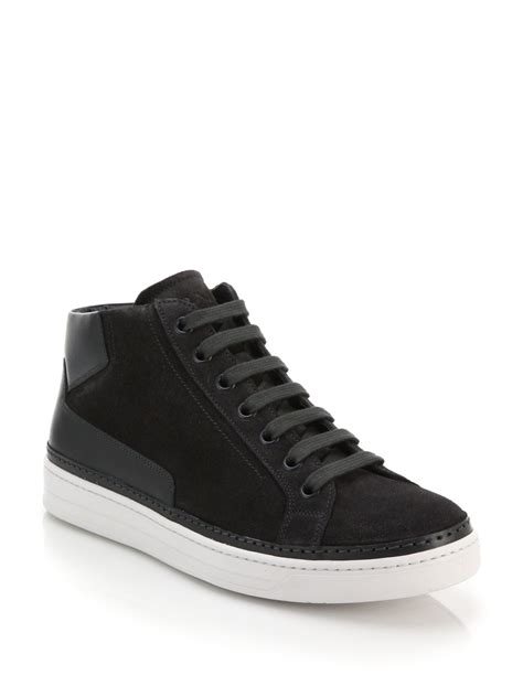 prada mid top sneakers|prada suede sneakers men.